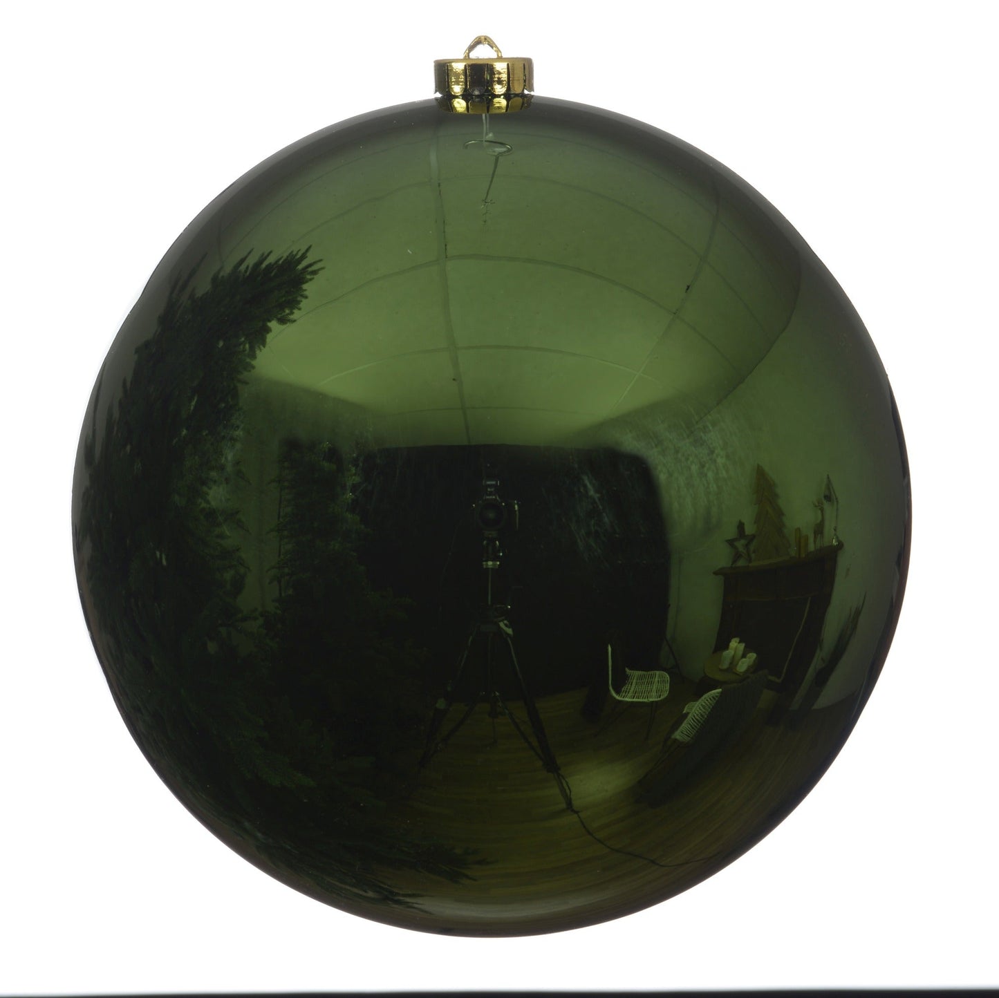 Large Pine Green Shiny Christmas Bauble 20cm