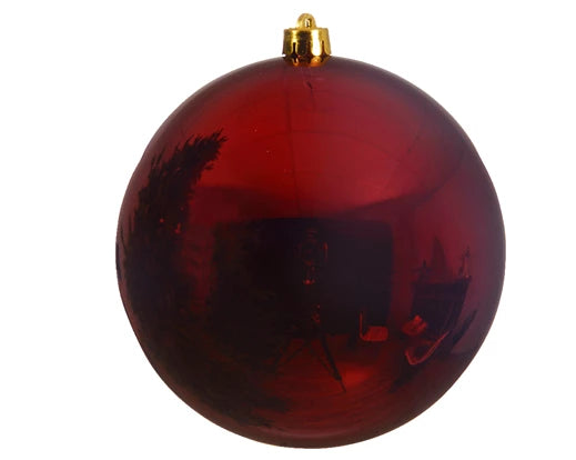 Large Oxblood Shiny Christmas Bauble 25cm
