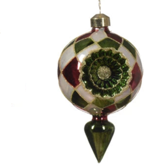 Retro Harlequin Pattern Glass Christmas Bauble