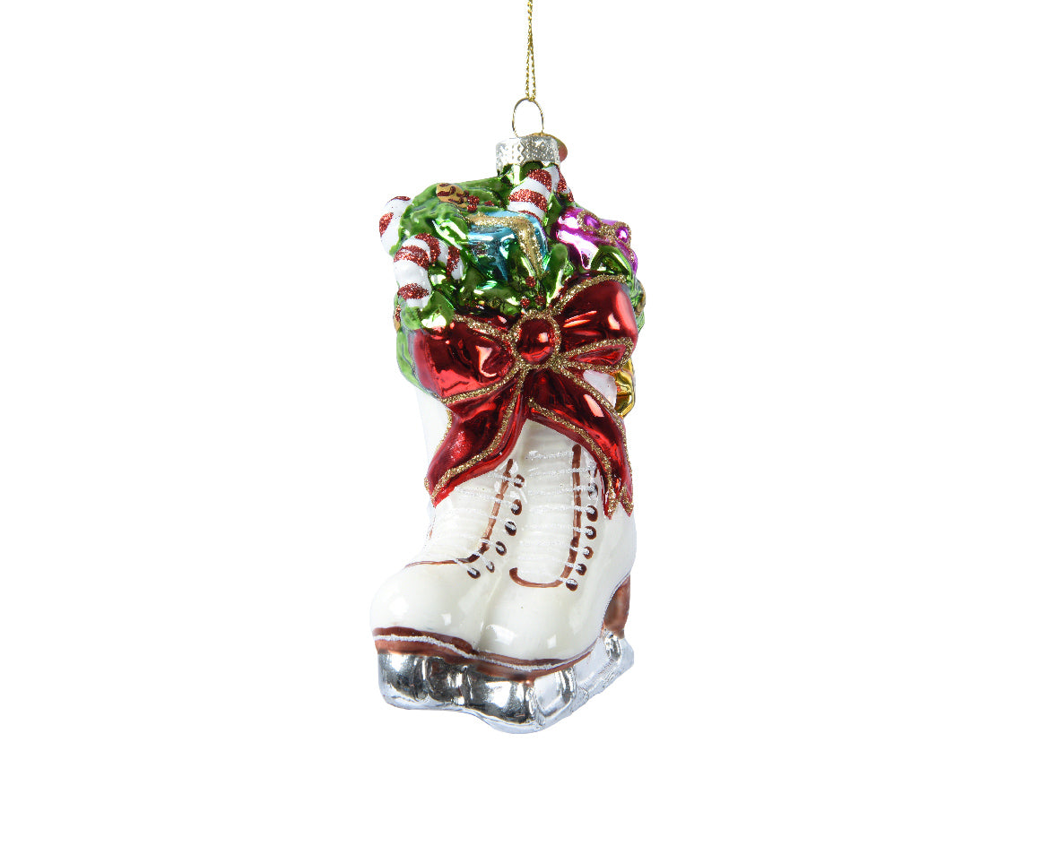Glass Ice Skates Hanging Christmas Tree Decoration