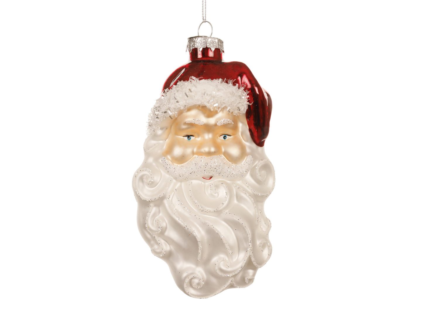 Santa Head Glass Christmas Hanging Decoration