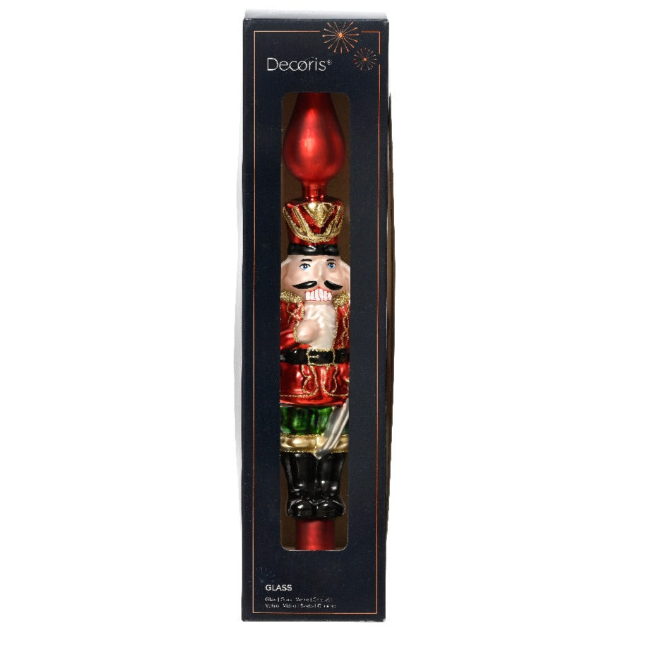 Nutcracker Glass Finial Christmas Tree Topper