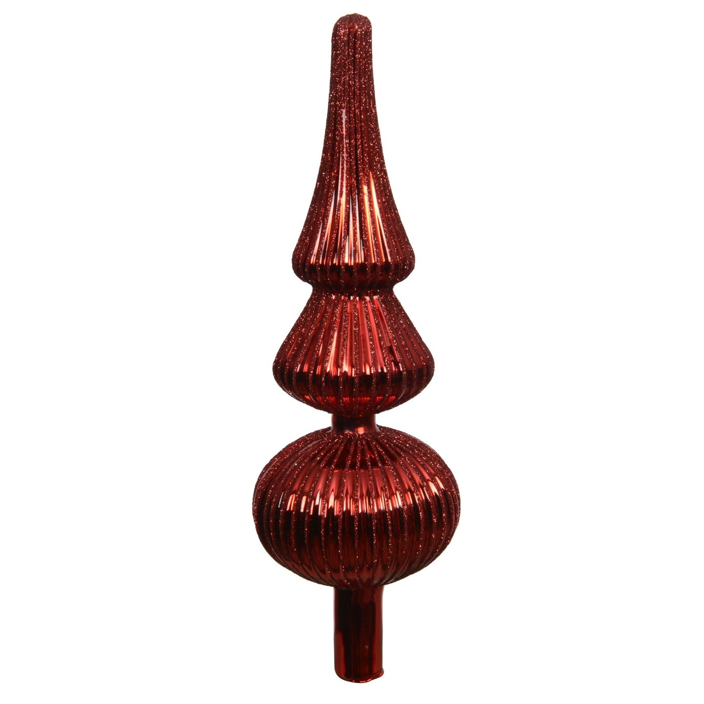 Red Glass Finial Christmas Tree Topper