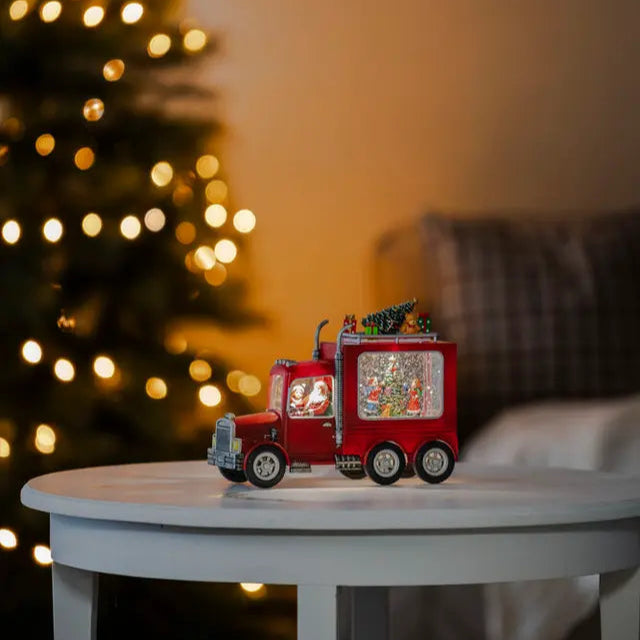 Santa Truck Christmas Scene Water Lantern Decoration