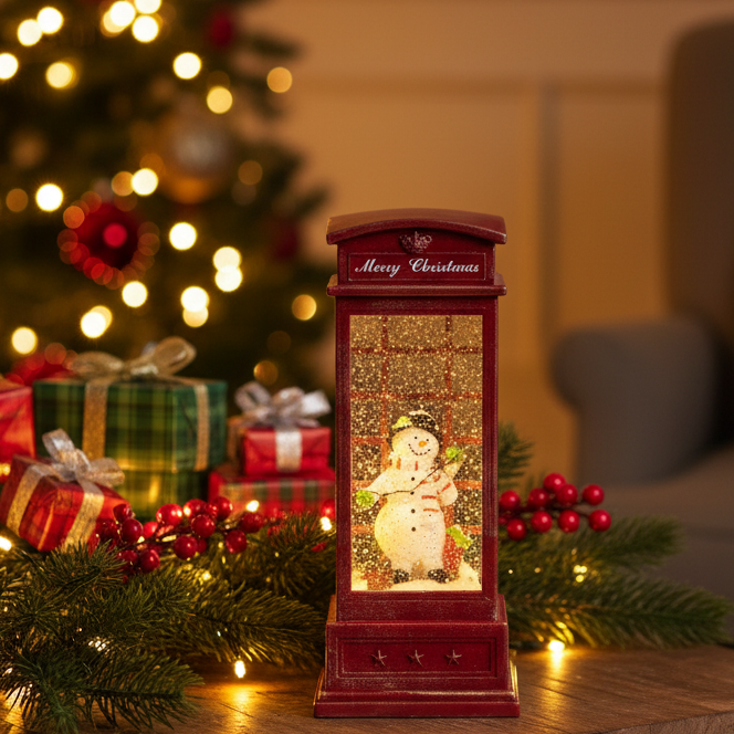 Konstsmide Snowman in Telephone Box Christmas Water Lantern