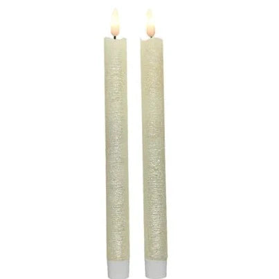 Set of 2 LED Wick Pearl Dinner Candles 24cm