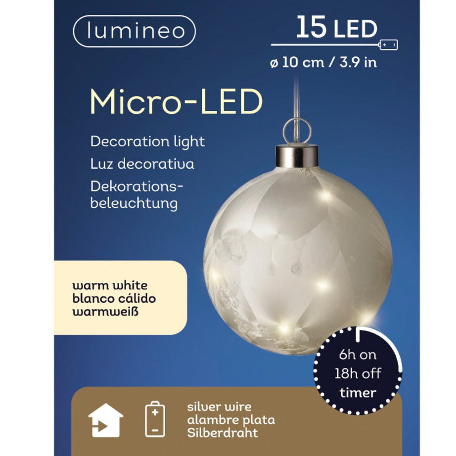 Lumineo Micro LED 10cm Frosted Ball Christmas Decoration