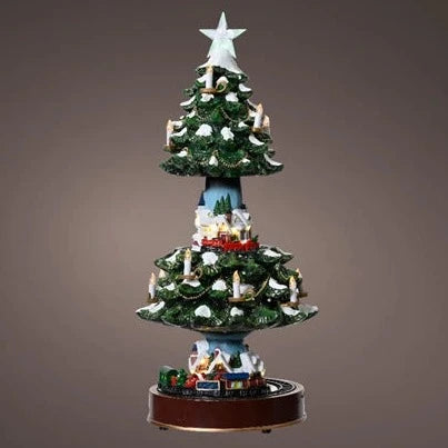 Christmas Tree with Train Scene Decoration