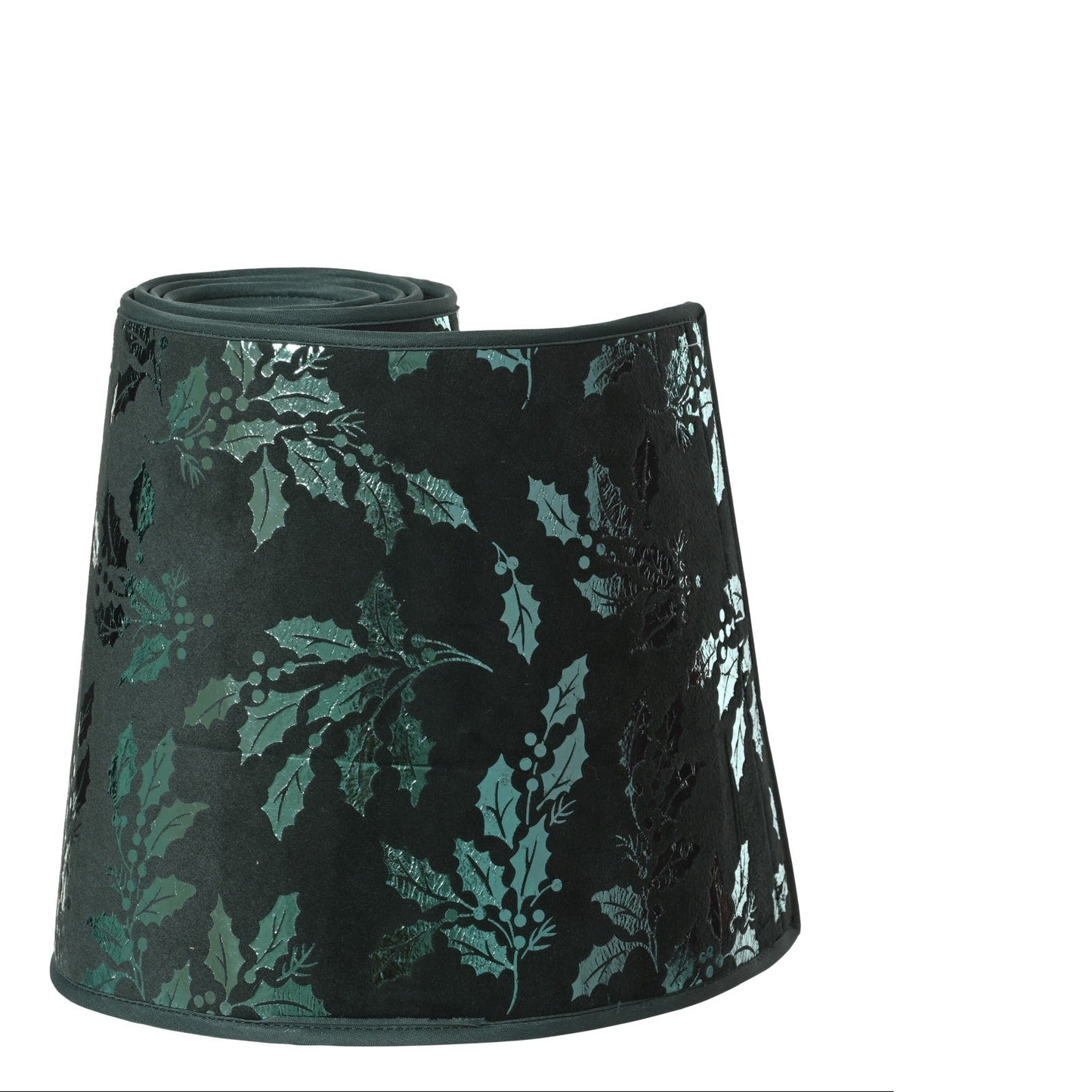Dark Green Holly Design Christmas Tree Skirt 56cm