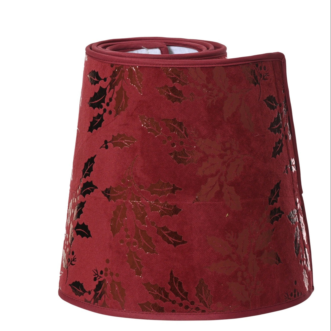 Burgundy Holly Design Christmas Tree Skirt 56cm