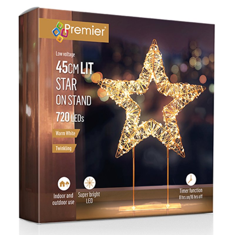 Rose Gold Star Twinkling LED Table Top Christmas Decoration