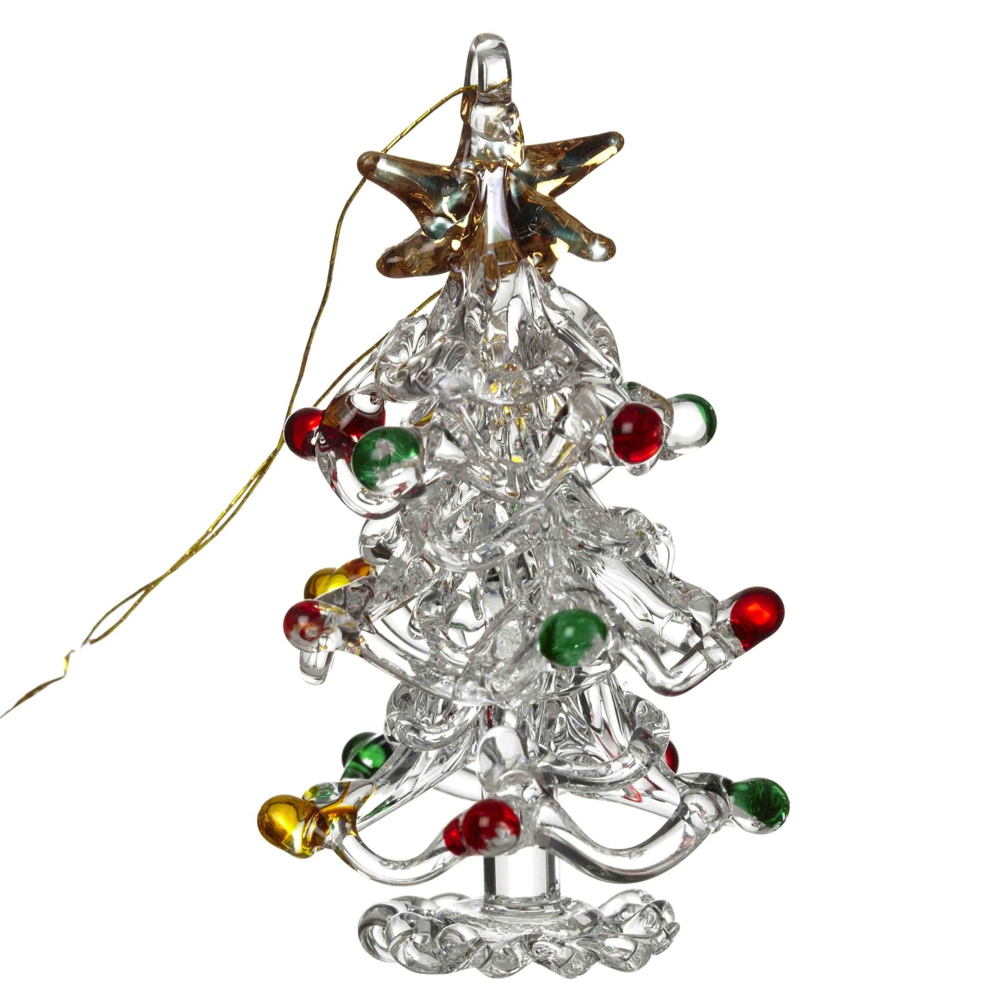 Glass Christmas Tree with Colour Baubles Hanging Ornament