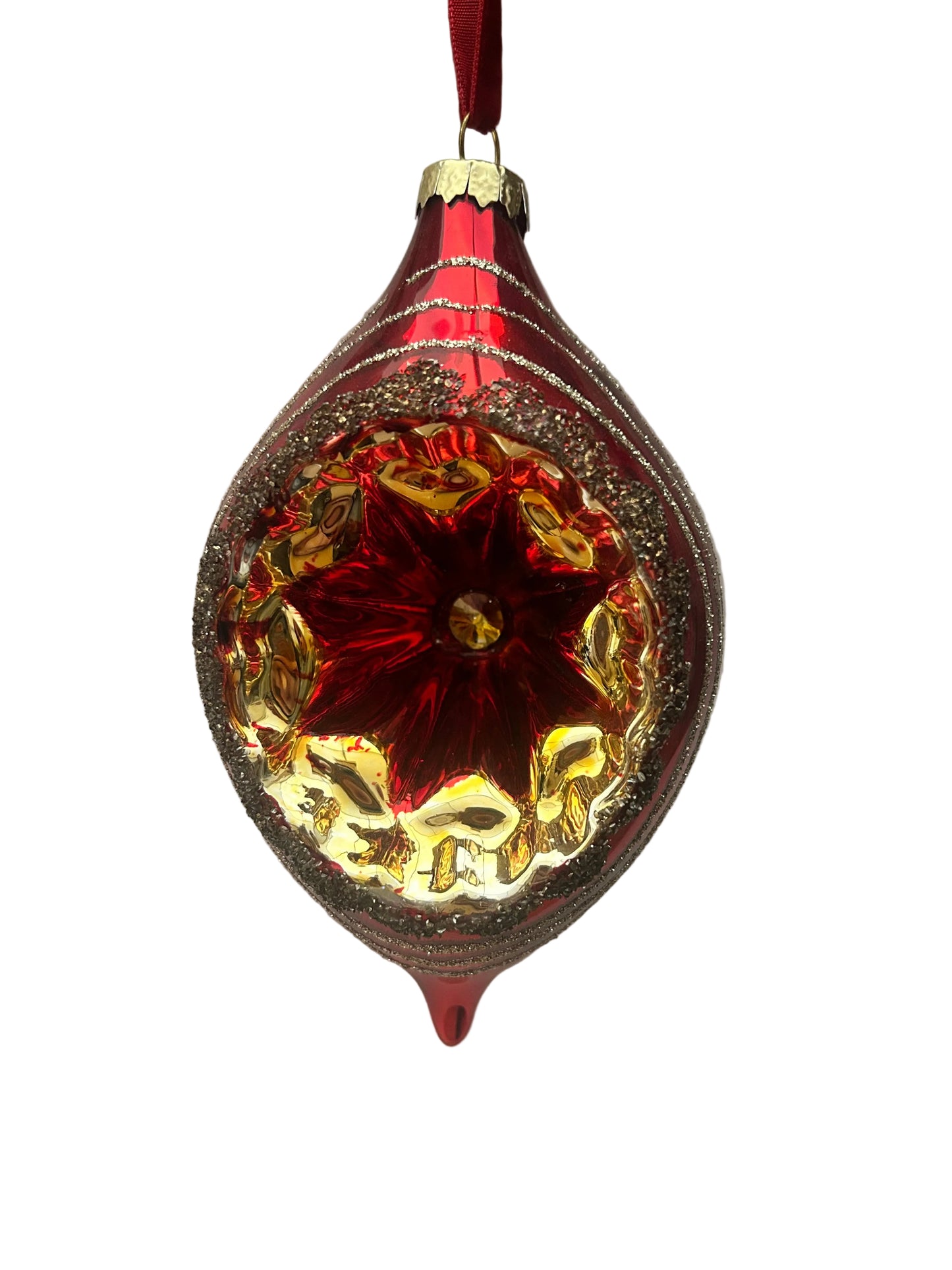 Red Olive Shape Glass Hanging Decoration