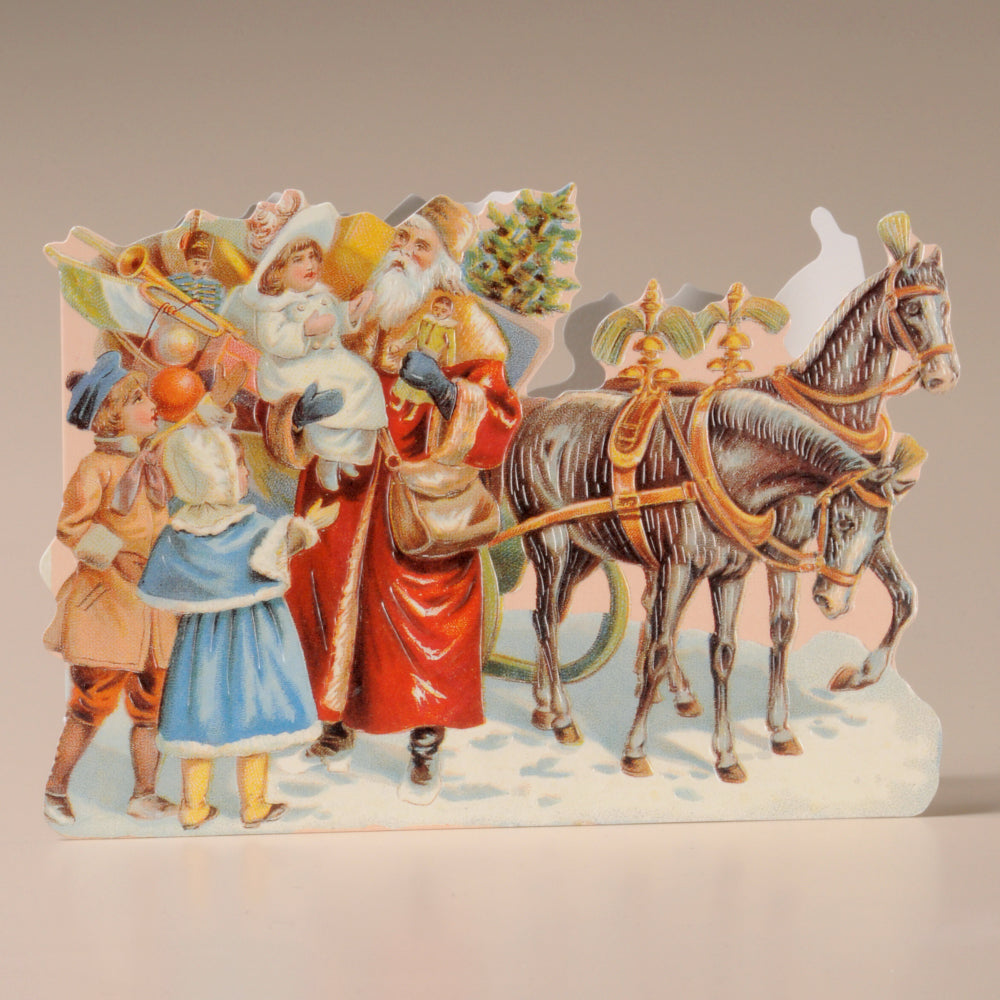 Children & Father Christmas Nostalgic Christmas Card