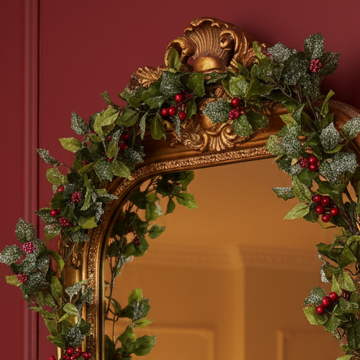 Green Holly Leaf Christmas Garland 150cm