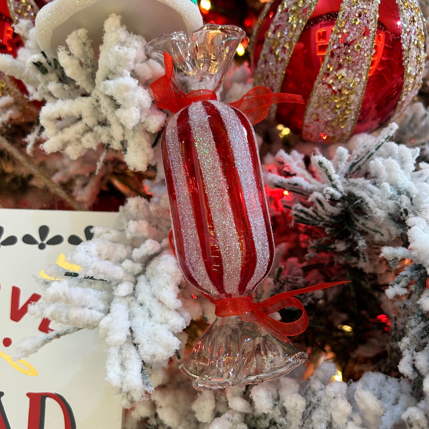 Candy Cane Sweet Glass Hanging Christmas Decoration