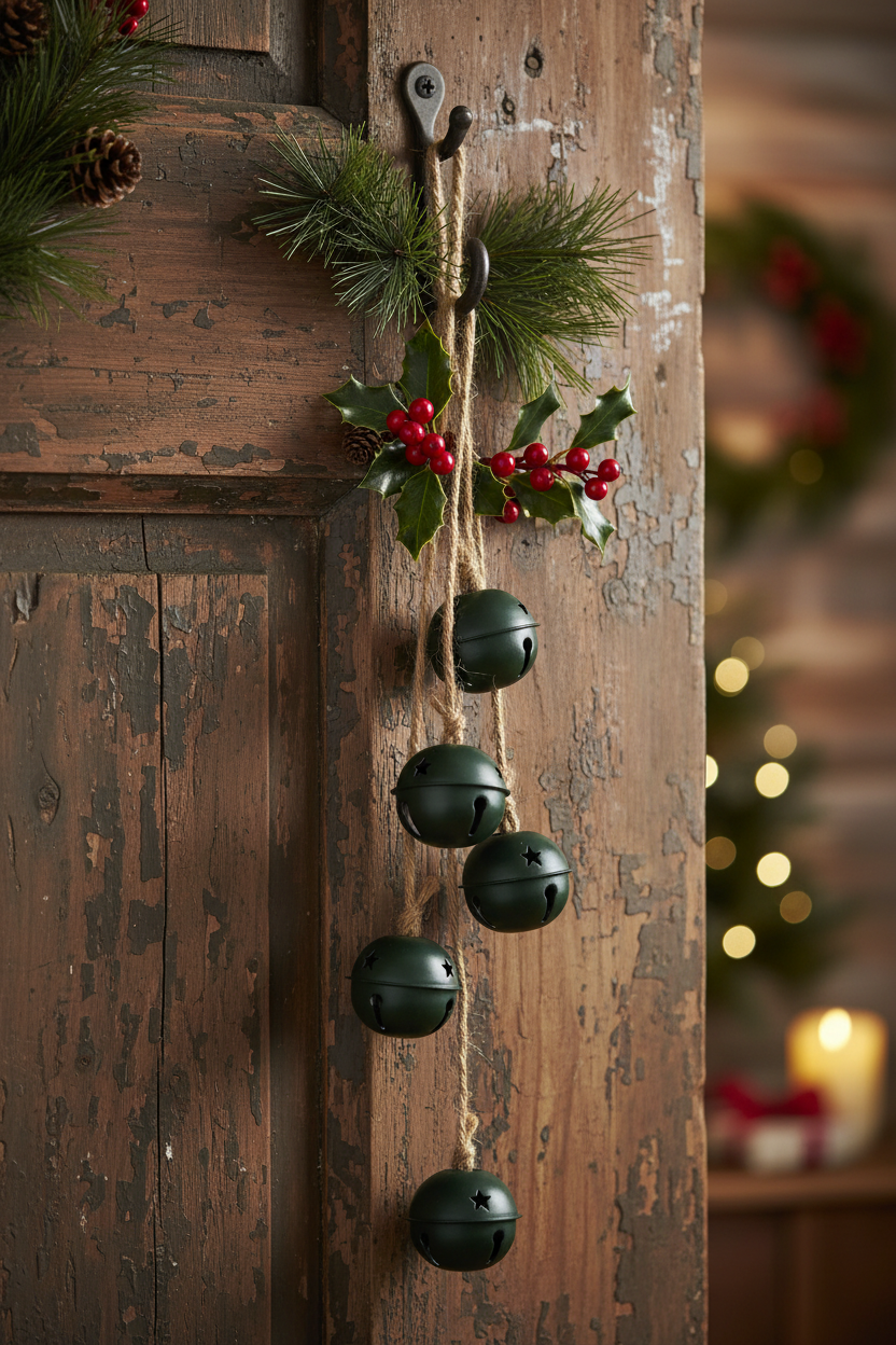 Dark Green Metal Hanging Christmas Bell Bunch