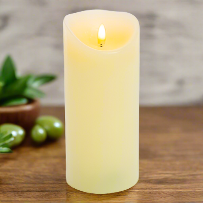 Cream Flickabright Christmas Candle 18cm x 8cm