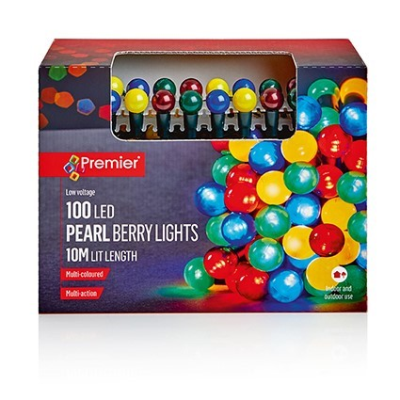 Premier 100 Multi Colour Pearl Christmas Berry Lights