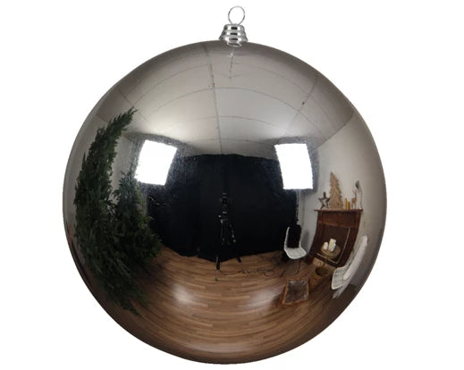 Large Silver Shiny Christmas Bauble 20cm