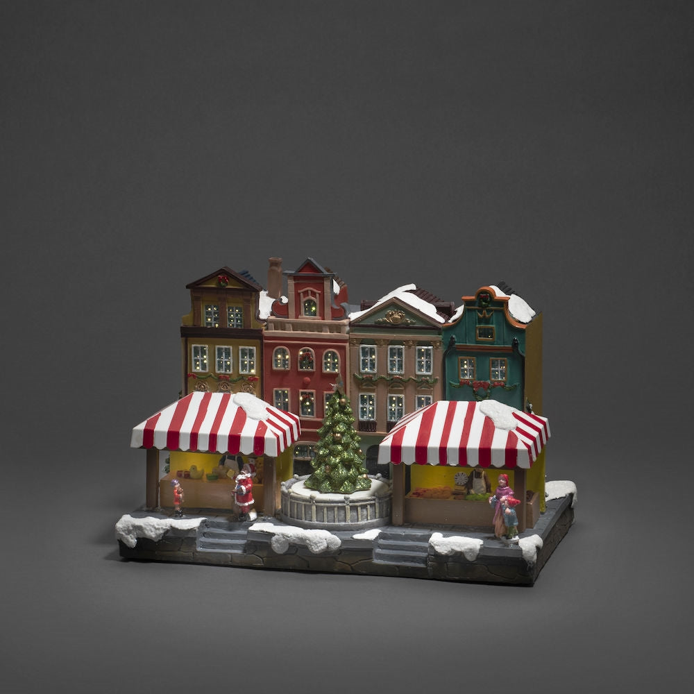 Fibre Optic Christmas Village Market Scene