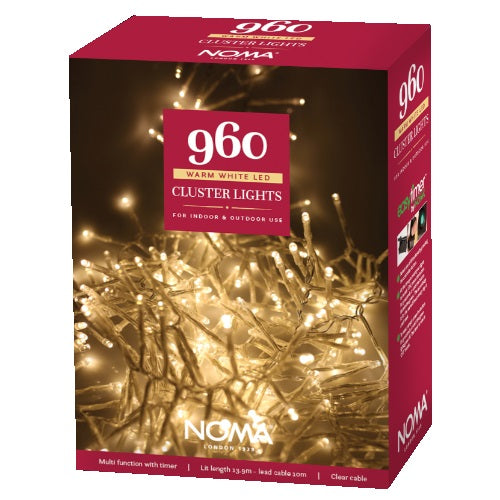 Noma 960 Cluster Lights Warm White Clear Cable