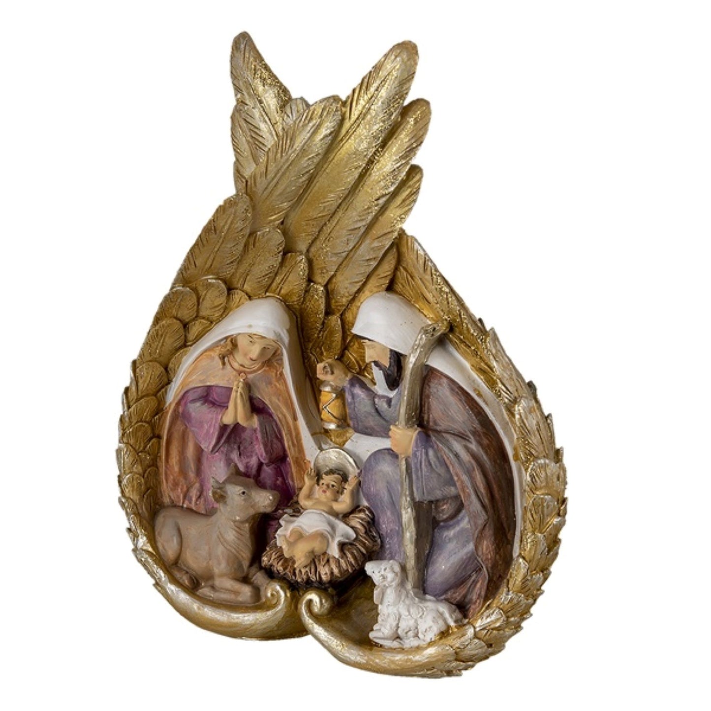 Christmas Nativity Scene in Gold Wings Ornament