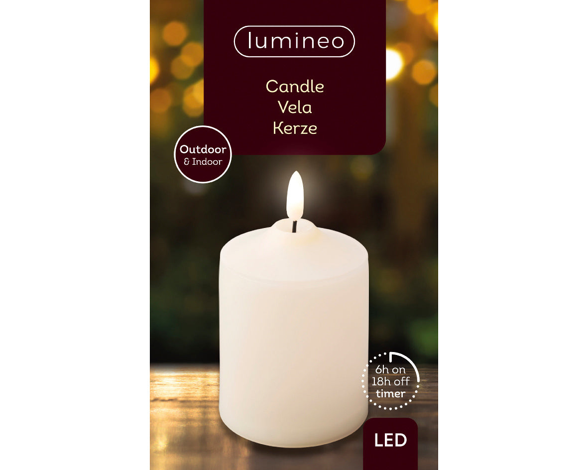 Outdoor LED Cream Church Candle 12.5cm x 7.5cm