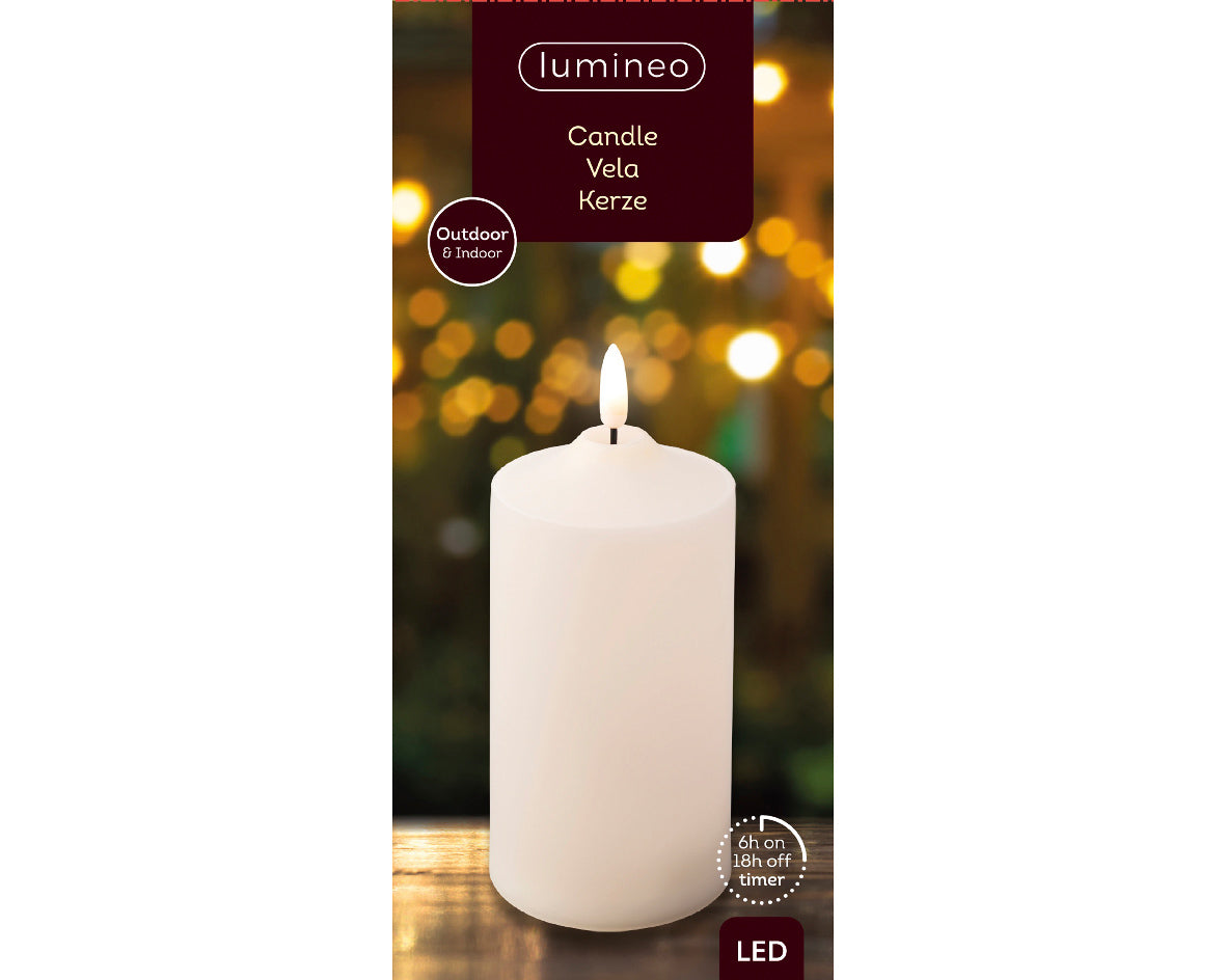 Outdoor LED Cream Christmas Church Candle 17cm x 7.5cm