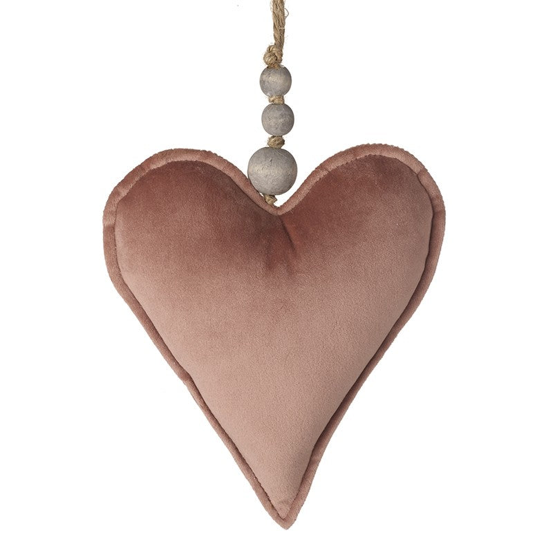 Pink Fabric Hanging Heart Christmas Decoration