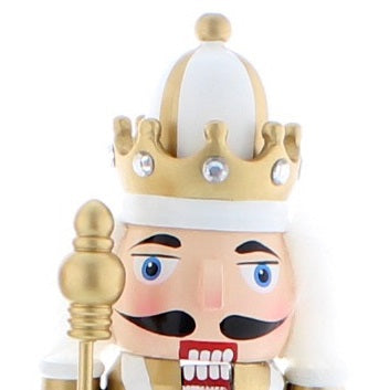 White and Gold Nutcracker Christmas Decoration 30cm
