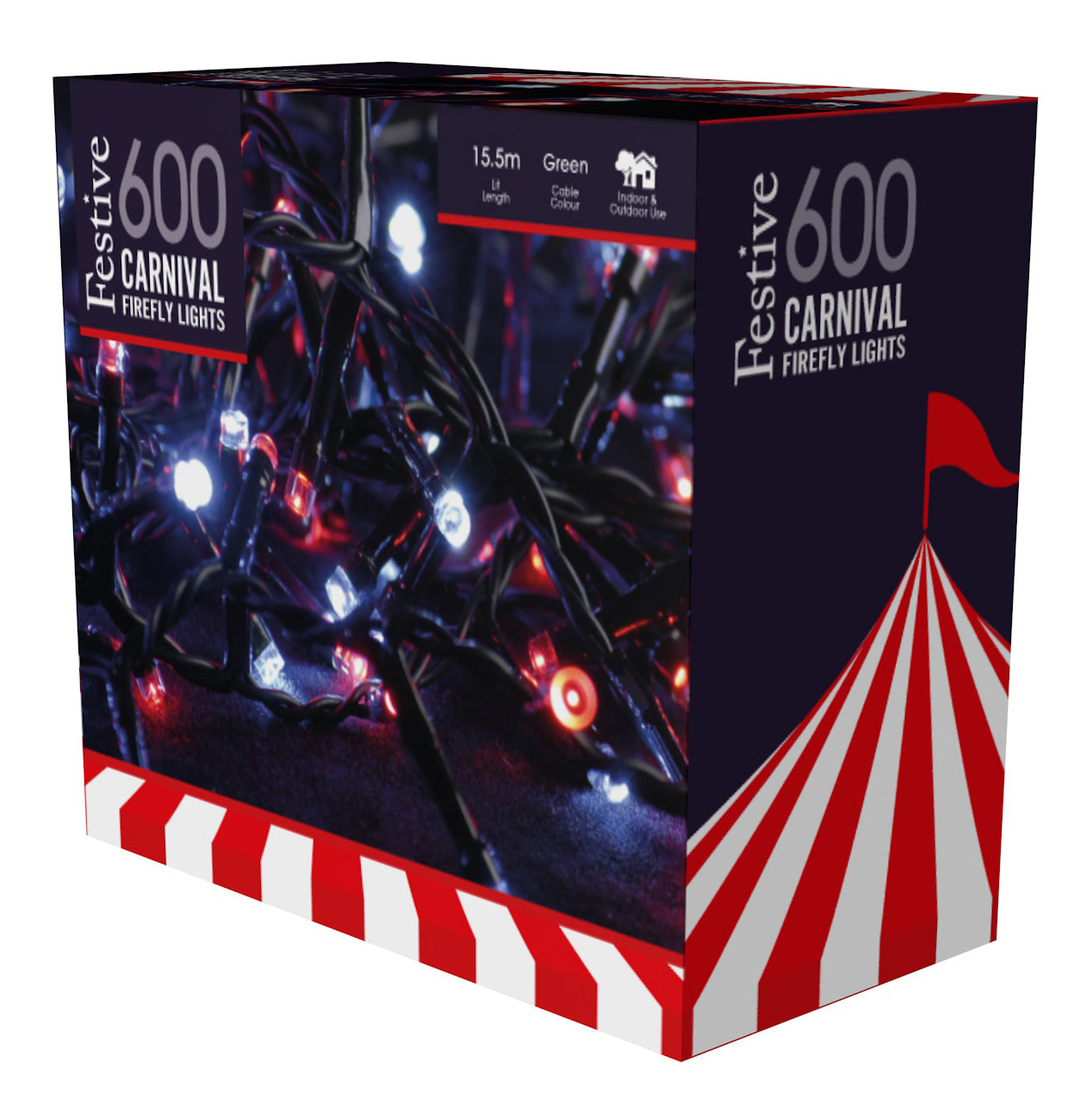 Festive 600 Carnival Red & White Firefly Christmas Lights