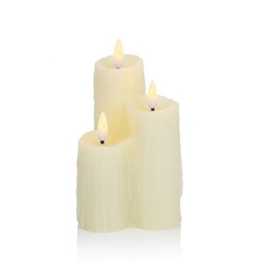 3 Piece LED Melted Edge Wax Christmas Candles