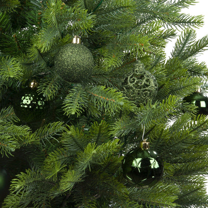 Set of 37 Mixed Pine Green 6cm Christmas Baubles
