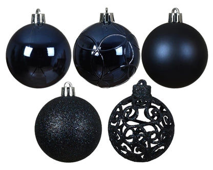 Set of 35 Mixed Night Blue 6cm Christmas Baubles