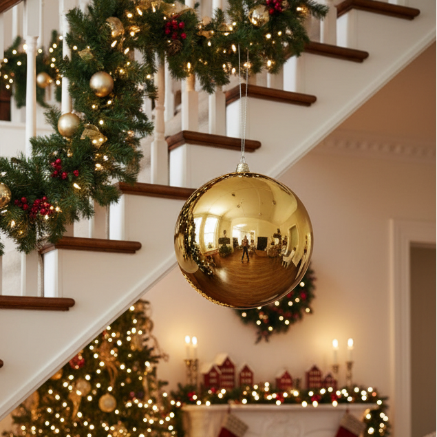 Large Gold Shiny Christmas Bauble 20cm