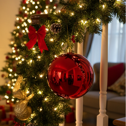 Large Red Shiny Christmas Bauble 20cm