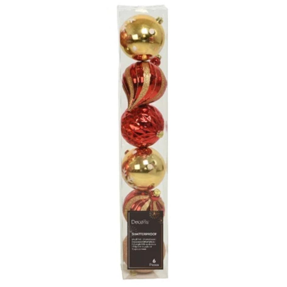 Large Red And Gold 15cm Christmas Baubles Set