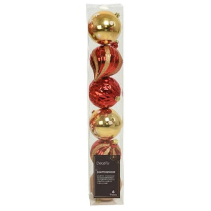 Large Red And Gold 15cm Christmas Baubles Set