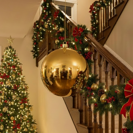 Large Gold Shiny Christmas Bauble 25cm