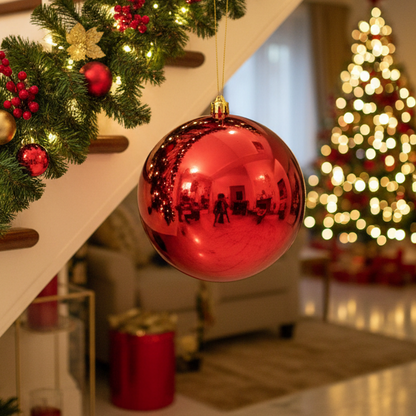 Large Red Shiny Christmas Bauble 25cm
