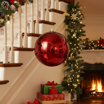 Large Oxblood Shiny Christmas Bauble 25cm