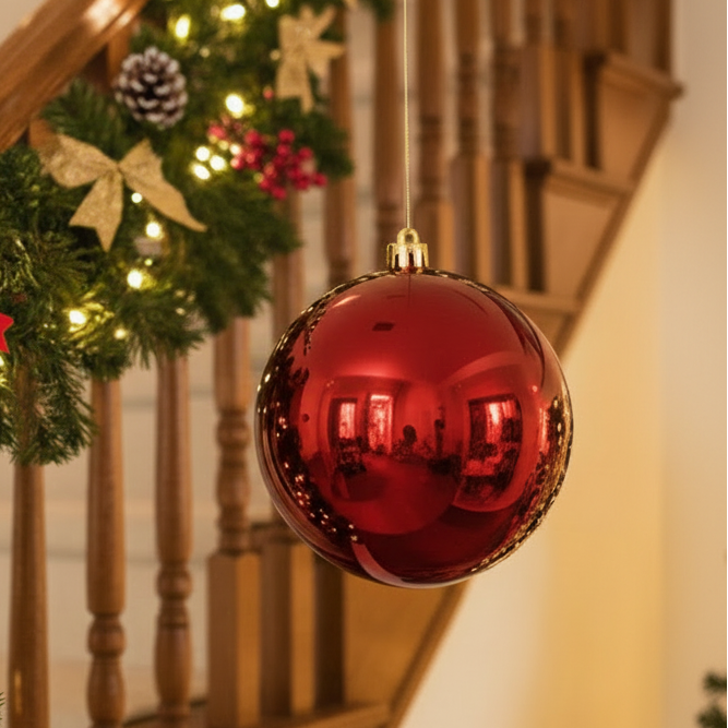 Large Oxblood Shiny Christmas Bauble 20cm