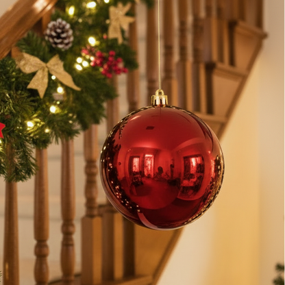 Large Oxblood Shiny Christmas Bauble 20cm