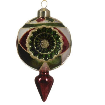 Retro Harlequin Pattern Glass Christmas Bauble