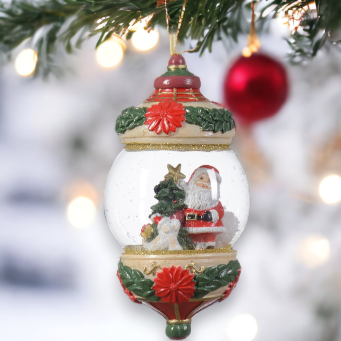 Christmas Snow Globe with Santa Hanging Decoration