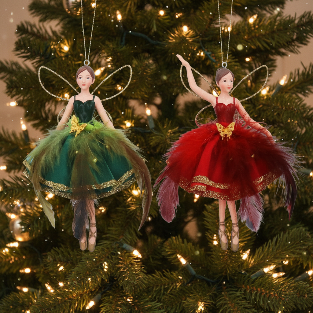 Feather Skirt Christmas Fairy Decoration