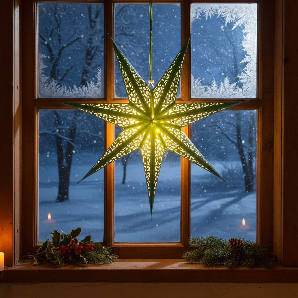60cm LED Green Paper Shining Star Christmas Decoration