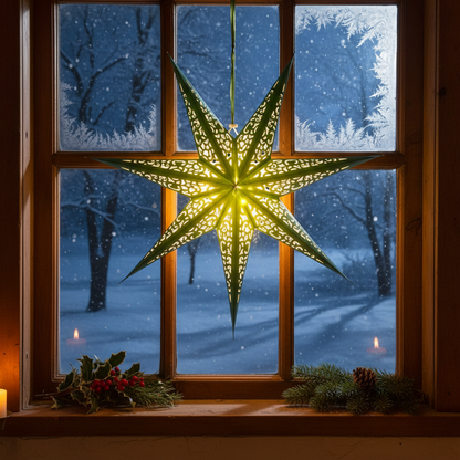 60cm LED Green Paper Shining Star Christmas Decoration