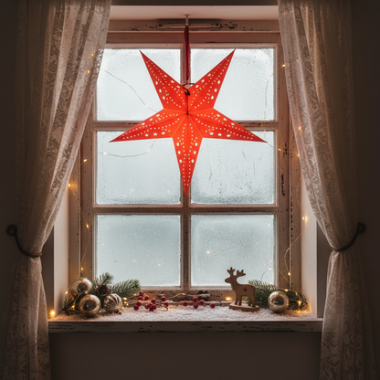40cm LED Red Paper Stardust Star Christmas Decoration